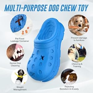 Dog Toys for Aggressive Chewers, Indestructible Dog Toys for Large Dogs, Tough Dog Toys Natural Rubber Interactive Dog Chew Toy with Bleef Flavor (Blue)