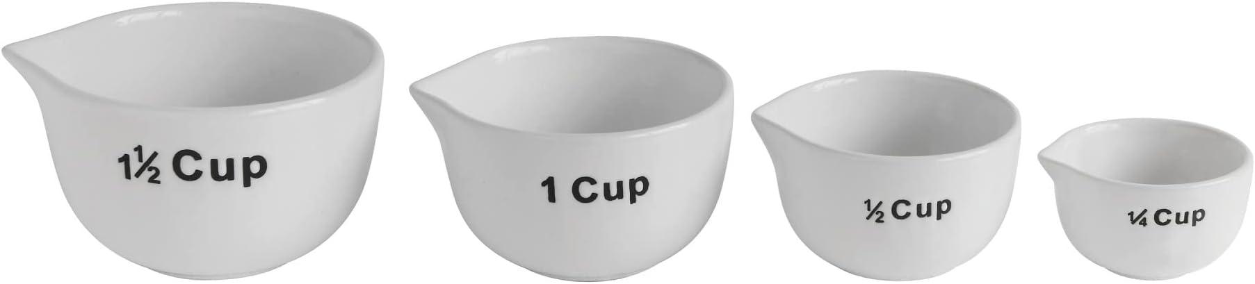 Creative Co-Op White Stoneware Measuring Cups (Set of 4 Sizes)
