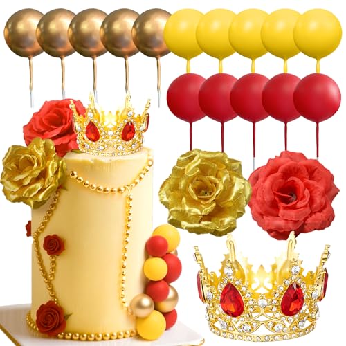 LaVenty décoration pour gâteau princesses boules rouges diadème couronne fête d anniversaire