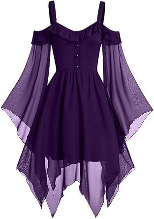 Cdiecer Renaissance Faire Costume Women Sexy Off Shoulder Dress Halloween Gothic Dresses Witch Cosplay Dress