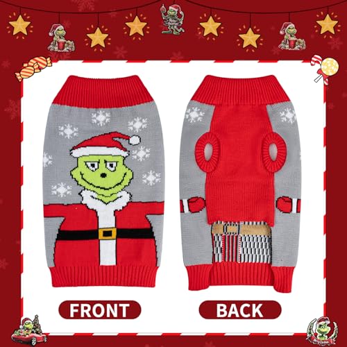 FWLWTWSS Weihnachten Hundepullover, Winter Warmer hundepulli Sweater mit Rollkragen, Geschenke für kleine und mittelgroße Hunde（L）