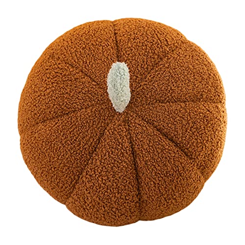Altsuceser Coussin décoratif en forme de citrouille d'Halloween 3D en peluche pour bureau ou canapé Marron 35 cm Cover