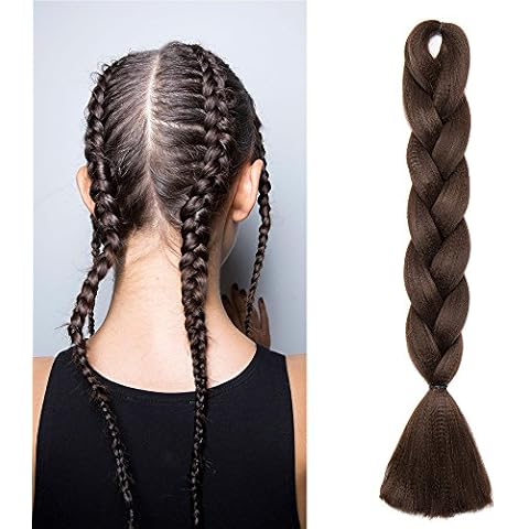 24" Hair Braid Braiding Hair Extension Synthetic Crochet One Piece 100g Heat Resistant - Medium Brown Cover