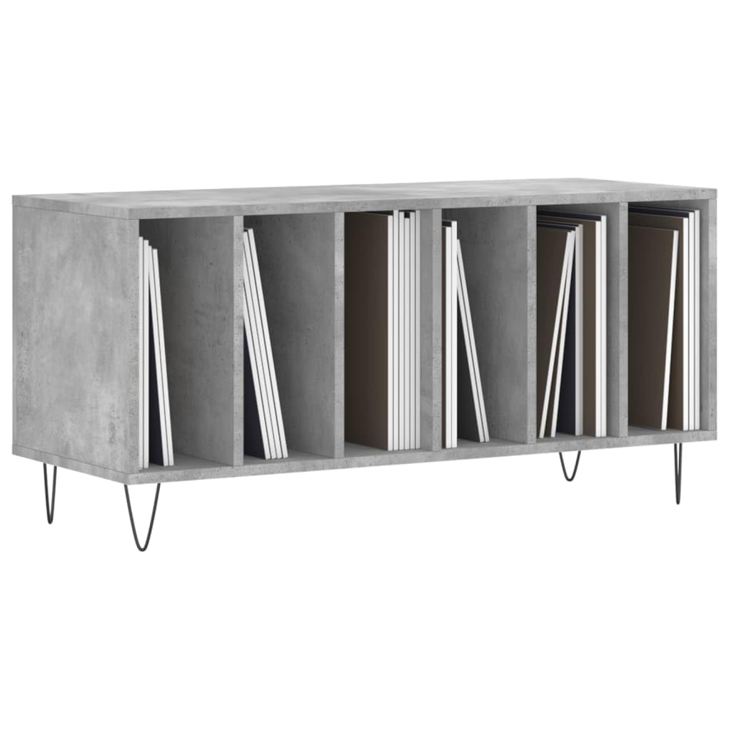 Szafka panelowa, betonowa szara z drewnopochodnymi z żelaznymi nogami, 100 x 38 x 48 cm, przestronna szafka winylowa na płyty winylowe LP, stabilny kredens z półką