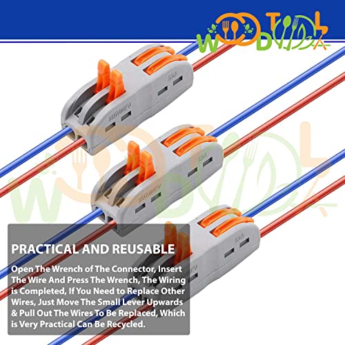 Image of 2 to 2 Inline Compact Connectors - Circuit Inline Splices - Wire Terminals - Electrical Connectors - Circuit Terminal Blocks (4pcs, 2 to 2 Inline, Orange)