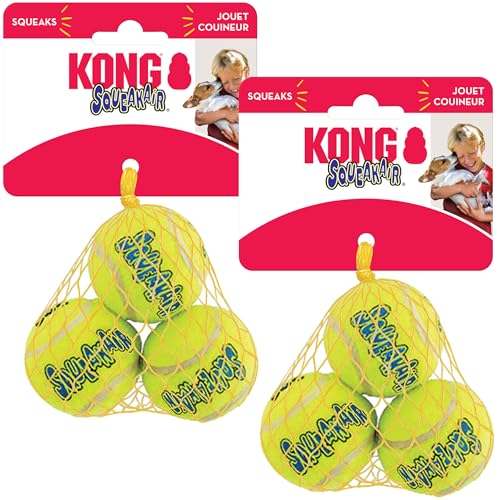 KONG - Squeakair Ball - Dog Toy Premium Squeak Tennis Ball, Gentle on Teeth (Small (6 Pack))
