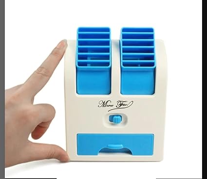 Portable Mini AC USB Battery Operated Air Conditioner Mini Water Air Cooler Cooling Fan Blade Less Duel Blower with Ice Chamber Perfect for Desk,Office,Study