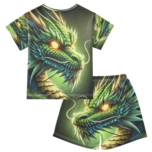 Dragon Pajama Set Short Sleeve PJS 2 Piece Summer Pajamas Shorts Sets Cotton 5Y2