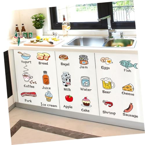 Pegatinas de cocina de PVC con motivos de vegetales y carnes para decorar la nevera de hogar 8