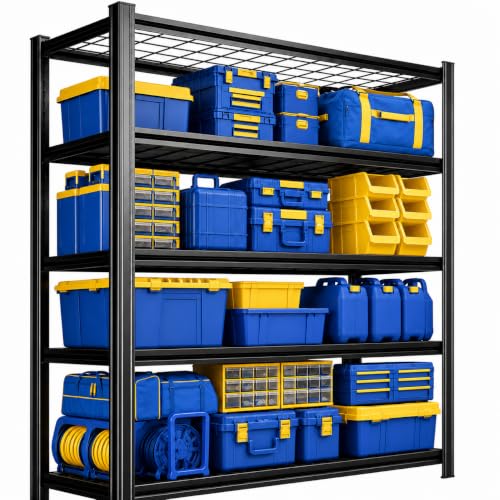 Image of Wire Garage Shelving, 36 inch Wx16 inch Dx72 inch H Metal Storage Shelf, 2-in-1 5-Tier Adjustable 2500 lbs Heavy Duty Shelves Unit, Upgraded Reinforced Double-Layer Columns for Garage Basement Kitchen
