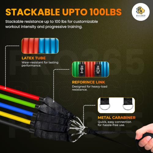 Image of PRO365 Pull Up Bar with Premium Resistance Band Set Combo for Home Workout | No Screws Doorway Chin-Up Bar + Exercise Bands Kit with Handles, Door Anchor & Ankle Straps | Home Gym Fitness Equipment