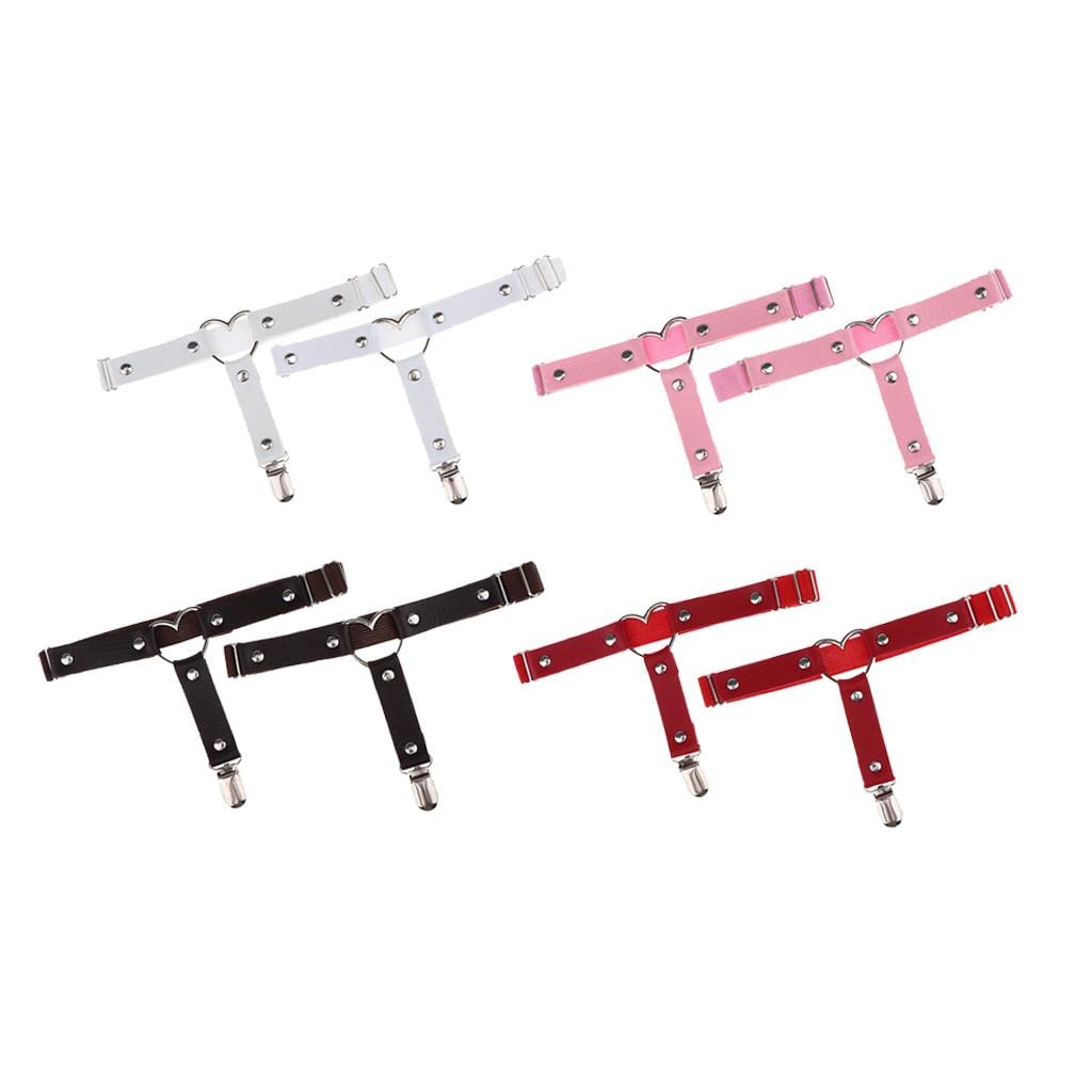 nivaa Womens Heart Decor Sexy Garters Adjustable Leg Strap Garters Suspenders Pink-picture-7