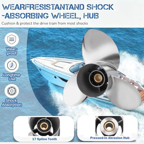 Qiclear 16 1/4x17 | OEM#:6AW-45972-20-00 Upgrade Stainless Steel Outboard Moto Boat Propeller fit Yamaha Engines 300-350HP F300 & F350A (2011 and Newer), 17 Spline Tooth by Qiclear - Used condition - Image 5