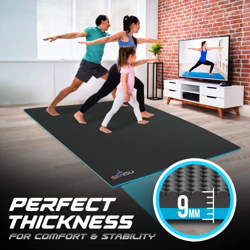 Sensu Large Yoga Mat - 7’ x 5’ x 9mm Extra Thick Exercise Mat for Yoga, Pilates, Stretching, Cardio Home Gym Floor, Non- Slip Anti Tear Eco-Friendly Workout Mat - Use Without Shoes - Image 3