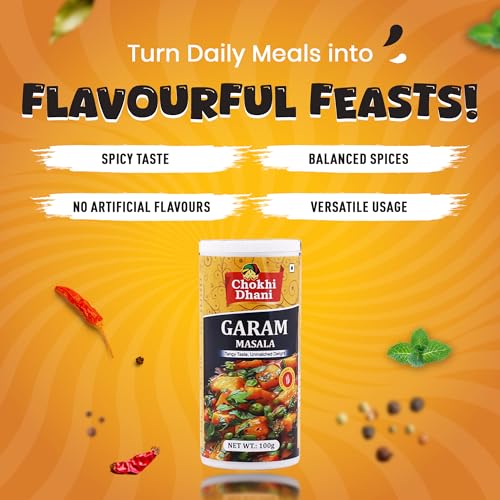 Image of Chokhi Dhani Garam Masala Powder 100g | Aromatic Indian Spice Mix | Rich Flavour Curry Masala for Sabzi, Dal & Gravies | Homemade Style Desi Garam Masala | No Artificial Colours