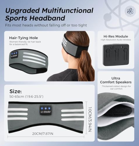 LC-dolida Wireless Sports Headband Headphones with Hi-Res Audio for Women - image 7