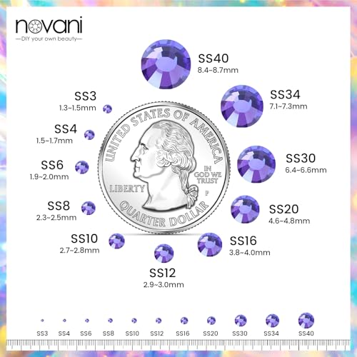 Image of Novani Crystal Rhinestones, Flatback Loose Gemstones 1440pcs Glass Rhinestones for Clothes Shoes Crafts Makeup Nail Art and DIY Decorations(SS6, Purple Velvet)