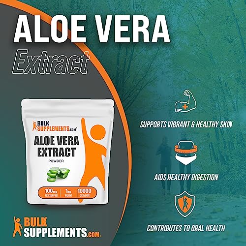 Bulksupplements.com Aloe Vera Extract Powder - Herbal Supplement, Aloe Vera Powder - 1000Mg Of Pure Aloe Vera Extract Per Serving, Gluten Free (1 Kilogram - 2.2 Lbs) #TOP1