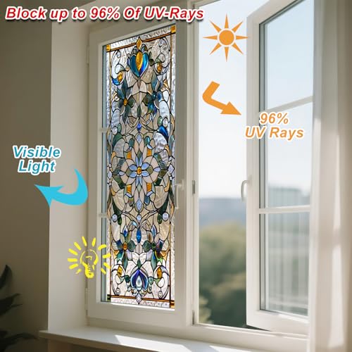 Película para ventana con diseño floral 17.7x39.3 pulgadas miniatura 5