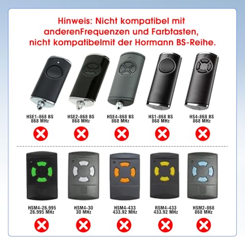 40.685MHz Garagentor Handsender für Hörmann HS2-40,HS4-40,HSE2-40, HSE4-40,HSM2-40,HSM4-40,Fernbedienungs Duplizierer Kompatibel mit Hörmann Grau Tasten Garage Fernbedienung Handset