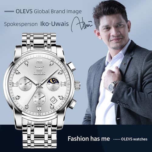 Image of OLEVS Men's Analog Watch Multi Color Business Stainless Steel Waterproof Luminous Quartz Watch Luxury Leisure Date Simulation Original Bowl Watch (In-2858- Multicolor White ?)