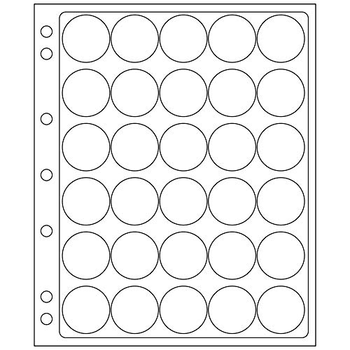 Lighthouse Album Pages for Capsules for 30 or 31mm Coins in Capsules - Fits CAPS 30/31 - 2 Pack of Pages - HALF DOLLARS, GOLD MAPLE LEAF