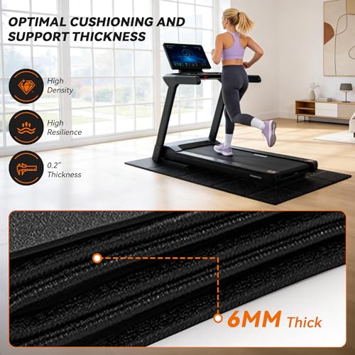 Image of Treadmill Mat for Carpet &Hardwood Floors, 79 inch x 39.4 inch 0.25 inch Thick High Density, Non-Slip Fitness Equipment Mat, Mat for Under Treadmills, Elliptical, Exercise Bikes, Stationary Cycles