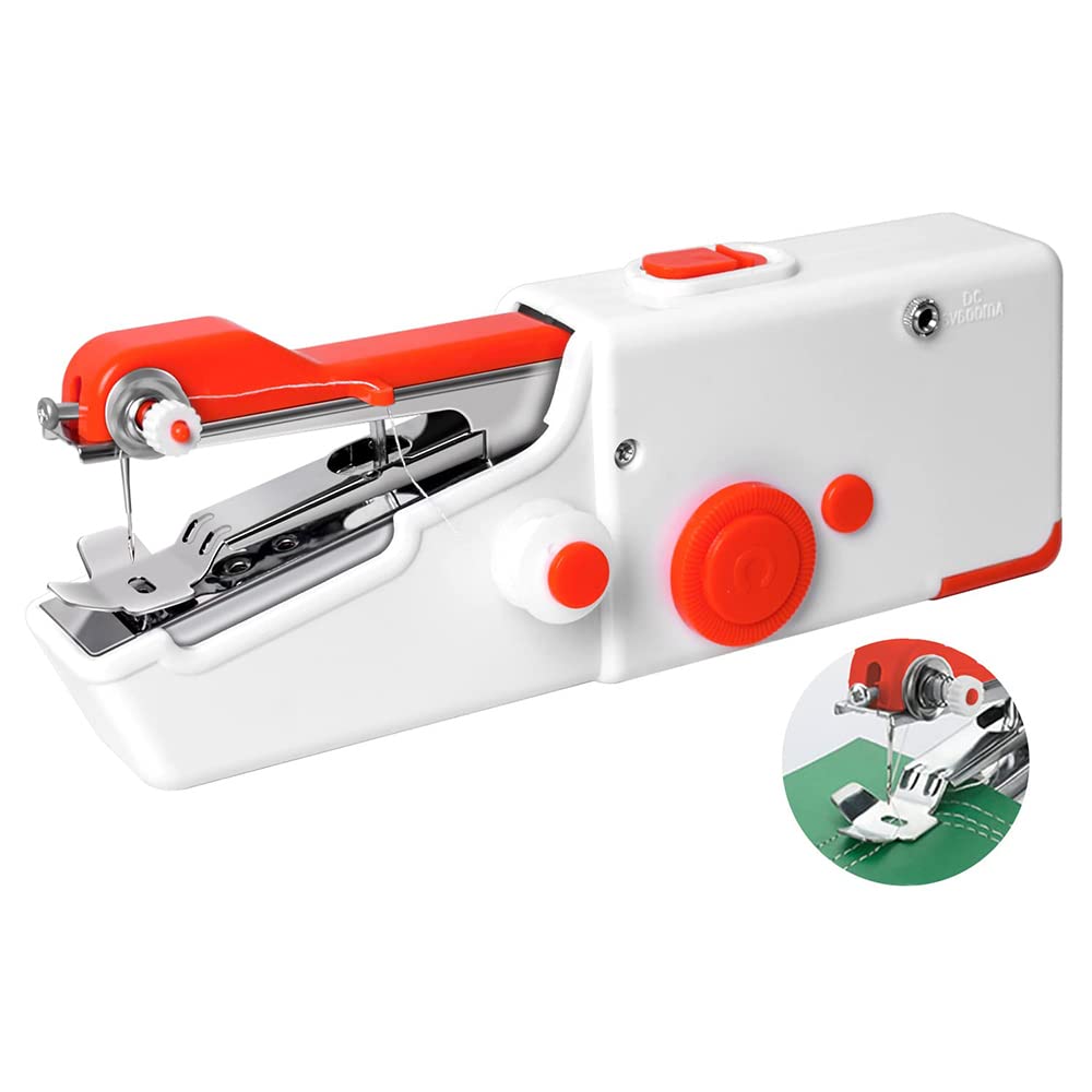 KASTWAVE Handheld Sewing Machine, Mini Portable Electric Sewing Machine, for Beginners Adult, Easy to Use and Fast Stitch Suitable for Clothes, Fabrics, DIY Home Travel (Red)