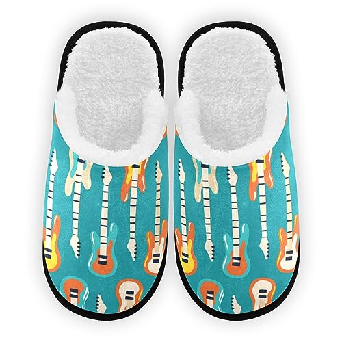 Retro Music Guitars Slippers Memory Foam Non-Slip Indoor House Slippers Bedroom Hotel Home Shoes for Women Men2