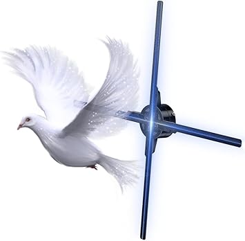 3D Hologram Fan Projector, 4 Blade High Pixel Advertising Display with Remote and Bluetooth and APP, Video Library for Business Store Signs, Bar, Casino, Party, Christmas (25.5)