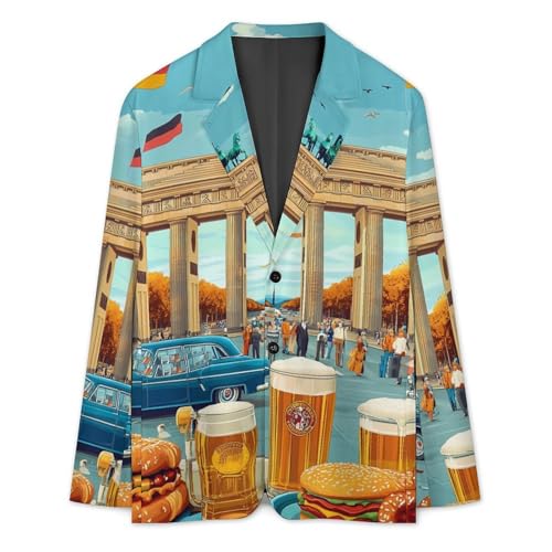 German Flag Food Beers Men's Slim Suit Long-Sleeve Prom Tuxedo Classic Two Button Business Jacket3