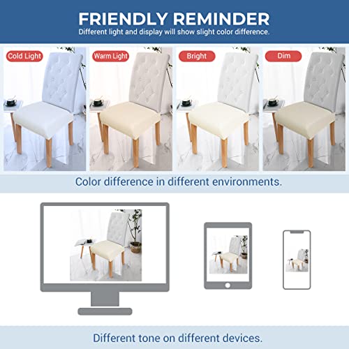 Coolbebe Jacquard Chair Seat Covers, Chair Seat Slipcovers Set Of 6 For Dining Room Chairs, Stretch Removable Washable Chair Seat Protector, No Rear Covers, Beige #TOP7