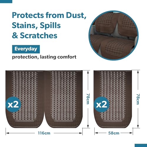 Image of Kuber Industries (Set of 6) Soft Stylish & Durable Cotton Sofa Covers 2+1 Seater | Aesthetic Sofa Protector /Mat & Slipcover for Living Room & Office | Galaxy 1704 - Dark Brown