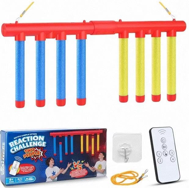 Upgraded Reflex Drop Stick Challenge Game – Hand Eye Coordination & Reaction Training Toy with Remote, Solo/Dual Play, 3 Speeds,Fun Catch Falling Stick Game for Adults,Kids & Family（8 Sticks）