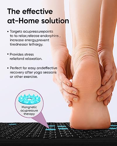 Massage Acupuncture Mat And Pillow Set,Back Acupressure Mat For Sciatica Pain Relief (Black) #TOP4