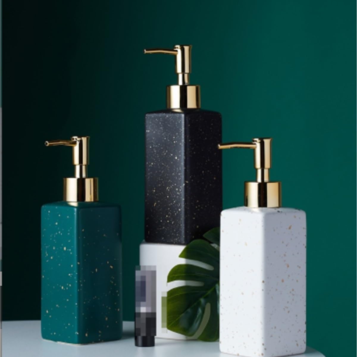 Dispensadores De Loción Jabón Dispensador De Jabón Y Loción De Cerámica con Bomba, Botella De Líquido Decorativa Moderna(White-Square)