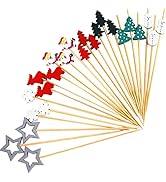 FOIMAS 160pcs Christmas Cocktail Picks,Santa Claus Snowflake Christmas Tree Bamboo Toothpick for ...