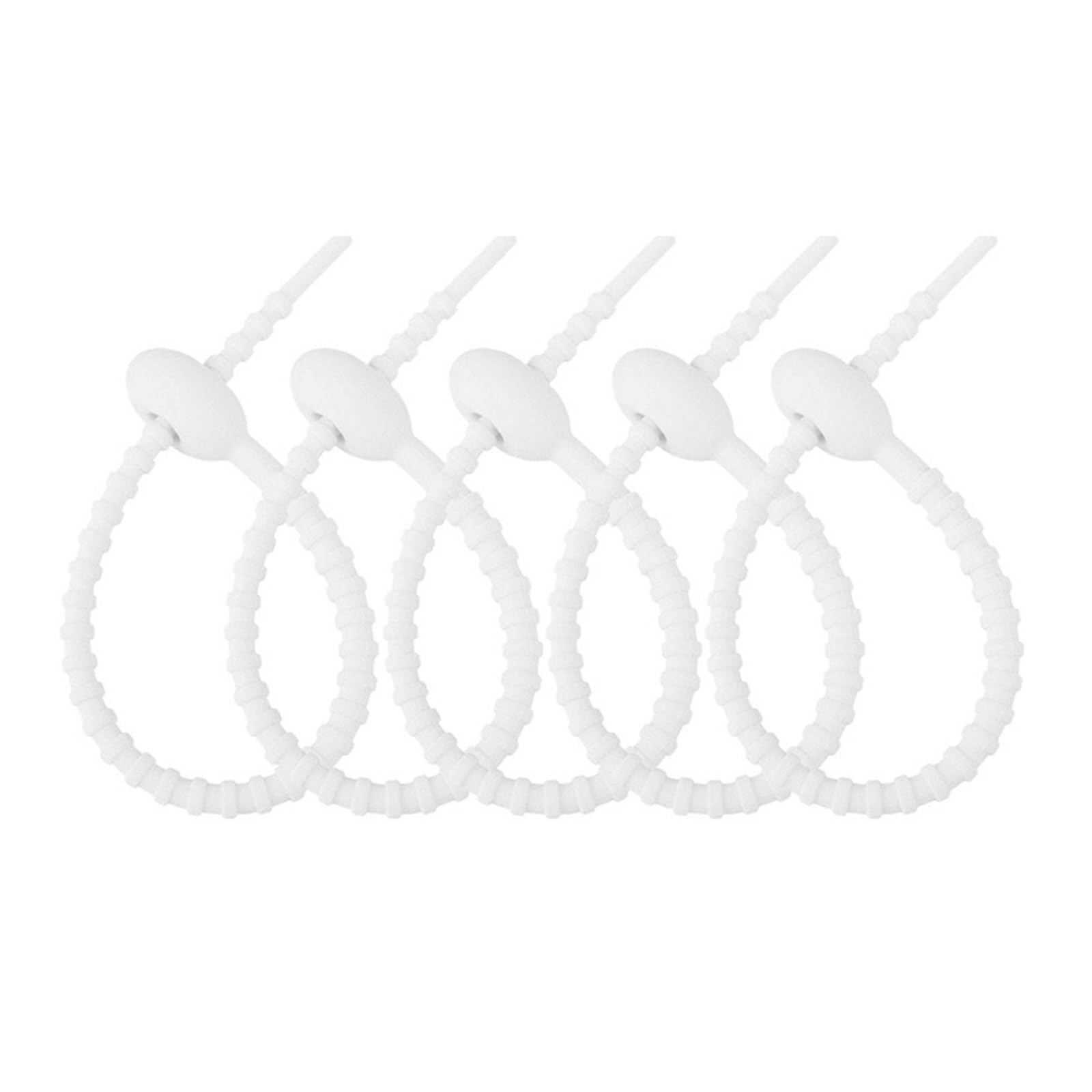 Colorful Silicone Cable Ties, Silicone Reusable Cable Ties 30pcs Multicolor 150-215mm Organizer(White,180mm)