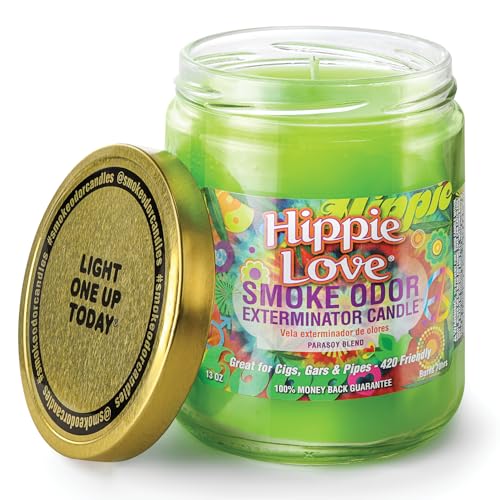 Hippie Love Smoke Odor Exterminator 13oz Jar Candle,