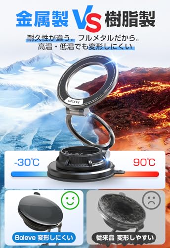 Boleve MagSafe対応 車載スマホホルダー 真空吸盤式