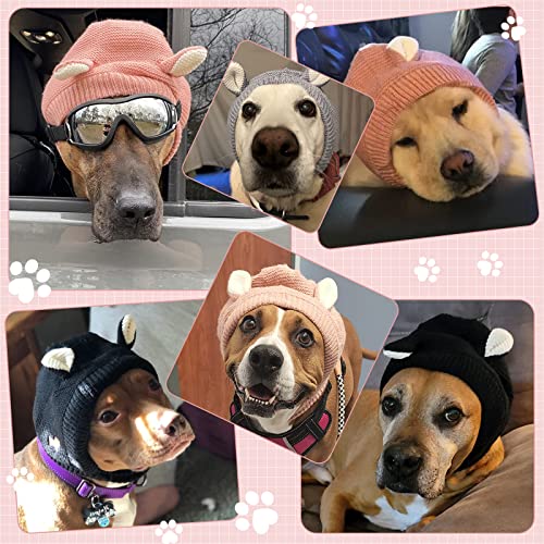Image of Frienda Dog Ear Muffs Noise Protection, Neck 14.96 Inch Fits Medium Dogs, Knitted Calming Hood for Dogs, Fireworks Thunder Anxiety Relief, Fleece Inner Warm Beanie Hat(Milk White)