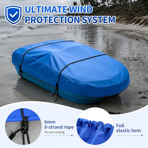 Pedal Boat Cover - 900D Heavy Duty Paddle Boat Cover with Storage Bag, Waterproof & Anti-UV Fabric with Elastic Hem and Windproof Tie-Down Rope, Fits Outdoor 3-5 Person Pedal Boat, Blue by K-Musculo - Image 5