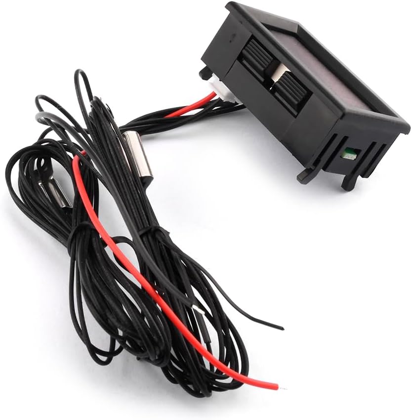 DC4-28V 5V 12V 24V LED Dual Display Temperature Gauge Sensor -50~210℃/-58~410℉ Digital Thermometer with 2 NTC Probe for Aquarium(Celsius-01)