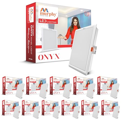 Murphy Trimless Square LED Panel Light – 10W Cool White | Glare-Free, Recessed Ceiling Downlight for Home & Commercial – Pack of 12