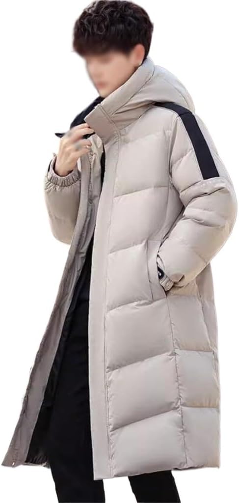 VIDI Winter Down Jacket For Men Long Over The Knee Thick Warm White Duck Lovers Coat
