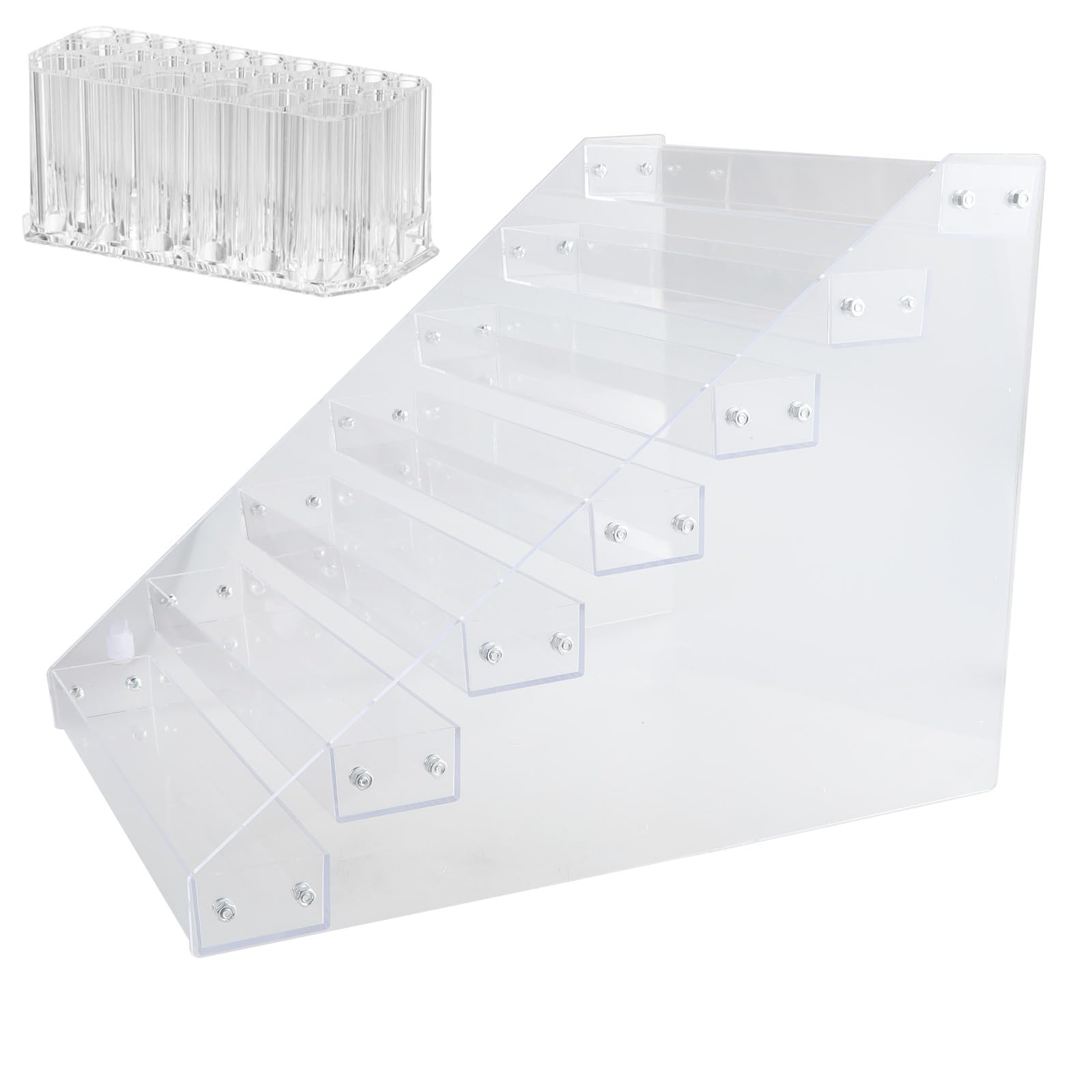 Mehrschichtiger Farbflaschenhalter für Bastelarbeiten, Malerei, Organisationsregal, Acryl-Ständer mit Pinselfach, transparent