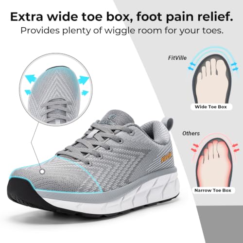 Image of FitVille Wide Walking Shoes for Men Comfortable Lightweight Running Wide Toe Box Shoes for Men Non Slip Cushioned