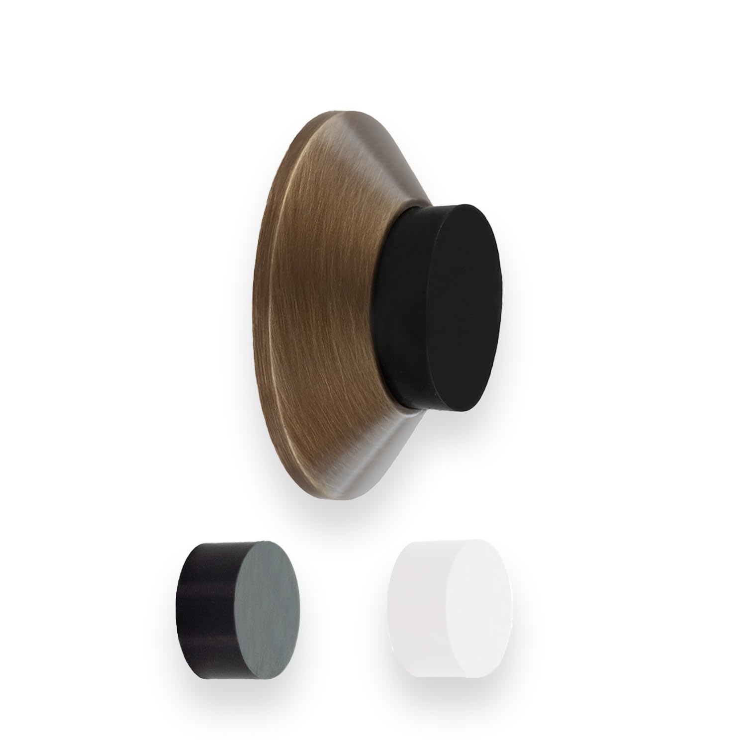 Evi Herrajes Aged Brass | Adhesive Door Stop | Wall Fitting | 35X15mm | Brass Leather | Conical Design | Two Rubber Bands Included | Adhesive Or Screw Installation