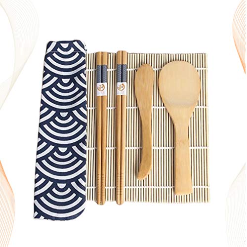 FRCOLOR Kit de ferramentas para fazer sushi, 6 peças, com tapetes de bambu, pauzinhos, arroz, pá, su