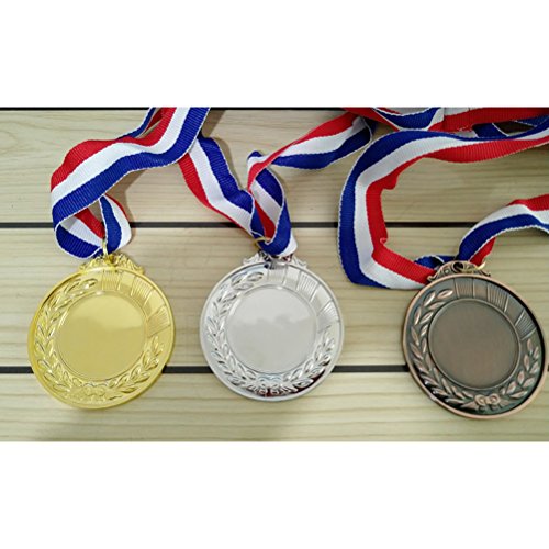 TOYANDONA 3 peças de medalhas de metal estilo olímpico vencedora ouro prata bronze premiado com fita